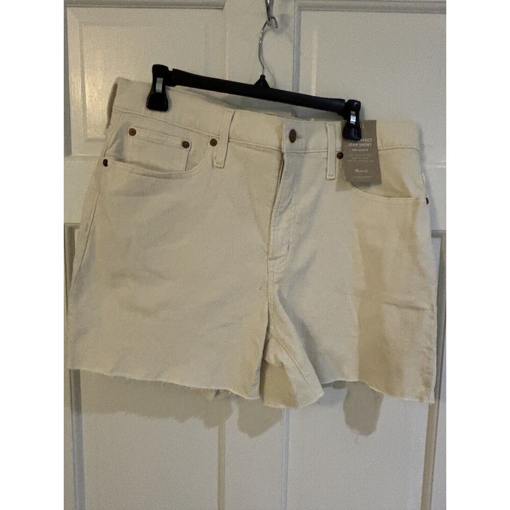 Madewell The Perfect Jean Shorts Womens Mid-Length Button-Fly Cream Denim Sz 31